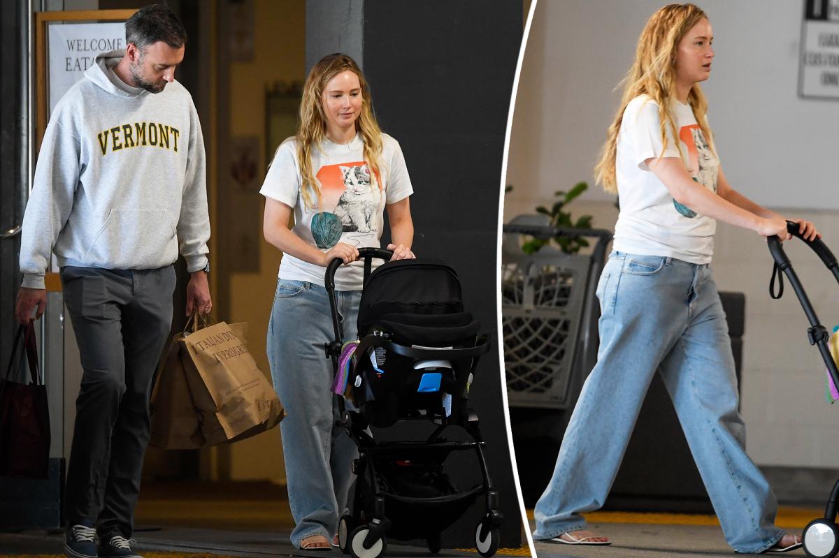 Jennifer Lawrence and Cooke Maroney take baby on rare public outing