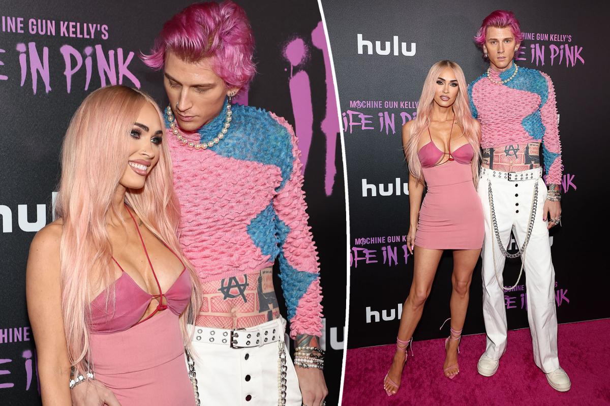 Megan Fox and Machine Gun Kelly match hair color for 'Life in Pink'