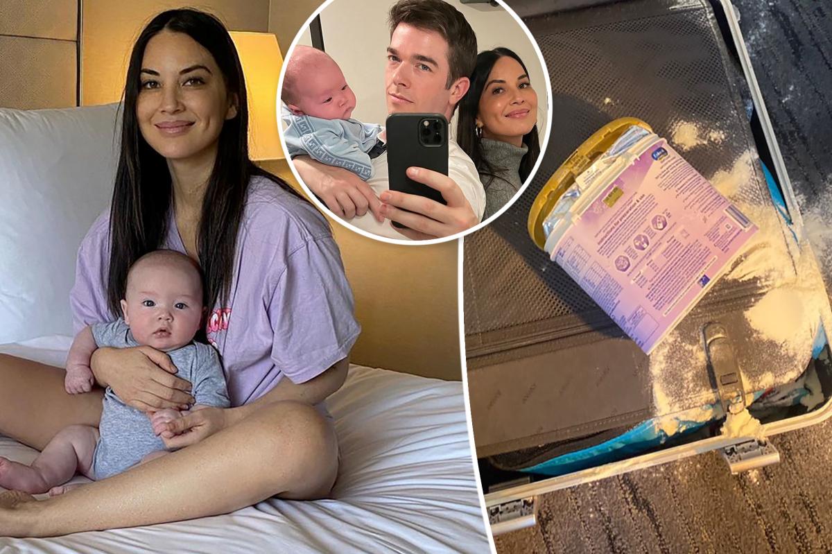 Olivia Munn's son's baby food spills into suitcase due to shortage