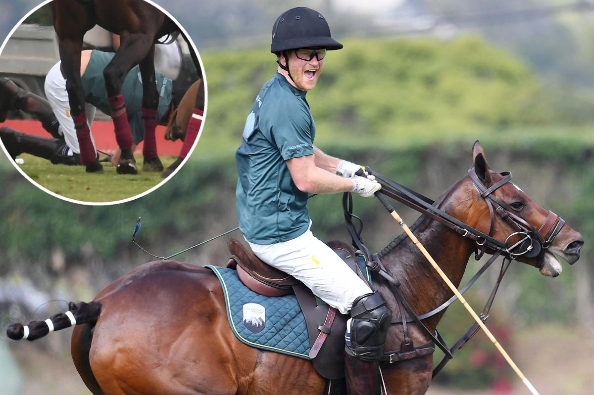 Pictures show Prince Harry falling from his horse