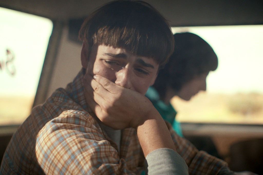 Will Byers (Noah Schnapp) cries.