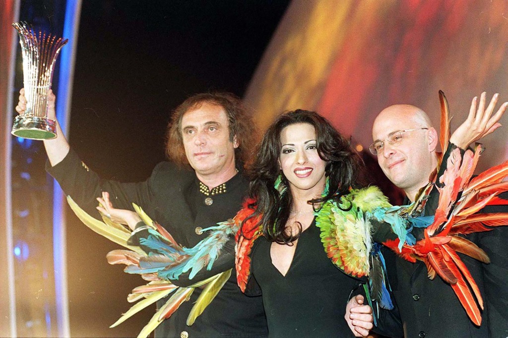 Tarantino's father-in-law, Svika Pick (left), is one of Israel's most celebrated rock stars.  He is pictured here with Dana International (center), who won the Eurovision Song Contest for Israel in 1998. 