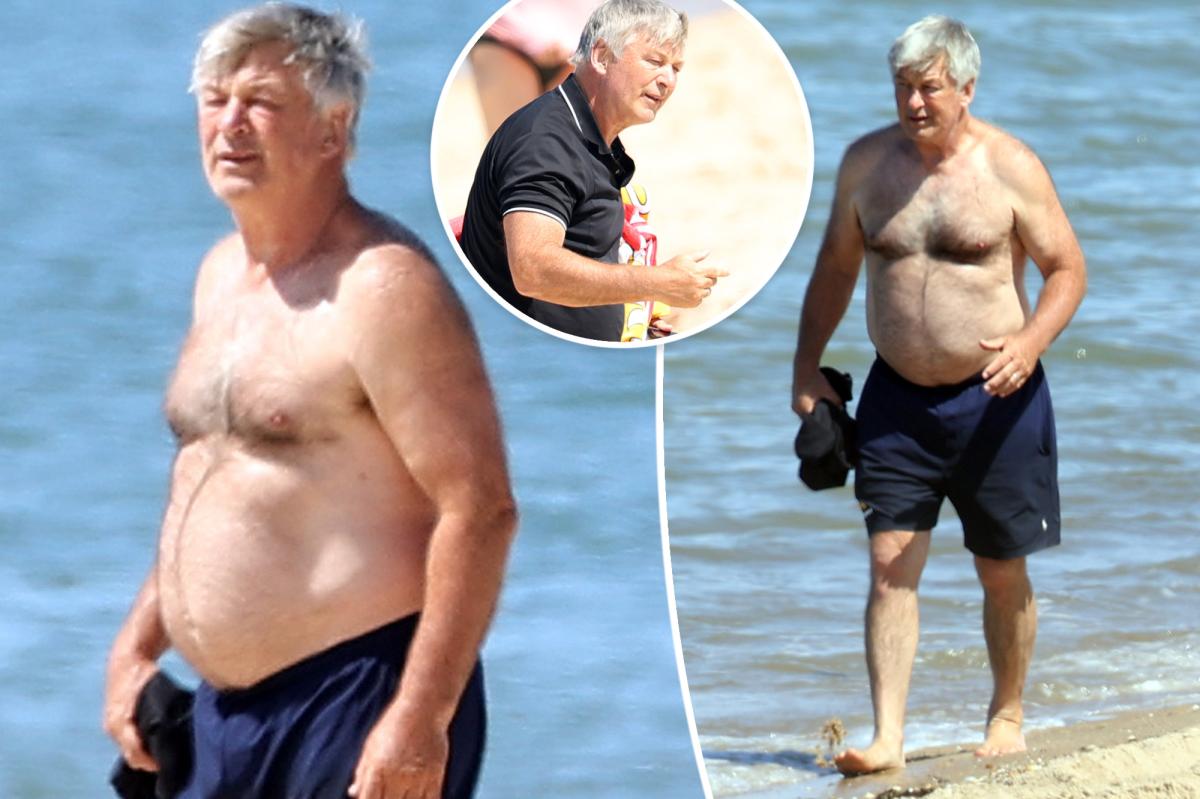 Alec Baldwin goes to the beach in The Hamptons