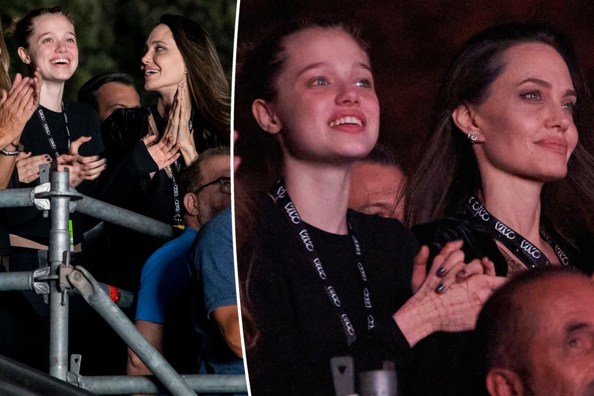 Angelina Jolie rocks with daughter Shiloh during concert in Rome