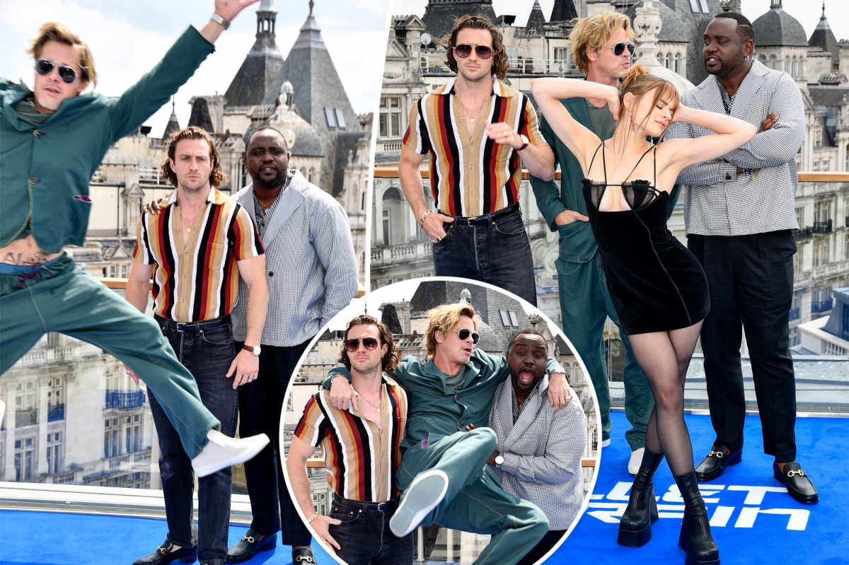 Brad Pitt and 'Bullet Train' Co-Stars Messing Around on the Red Carpet