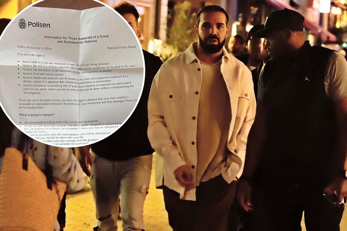 Drake reports being held in Sweden after denial of arrest