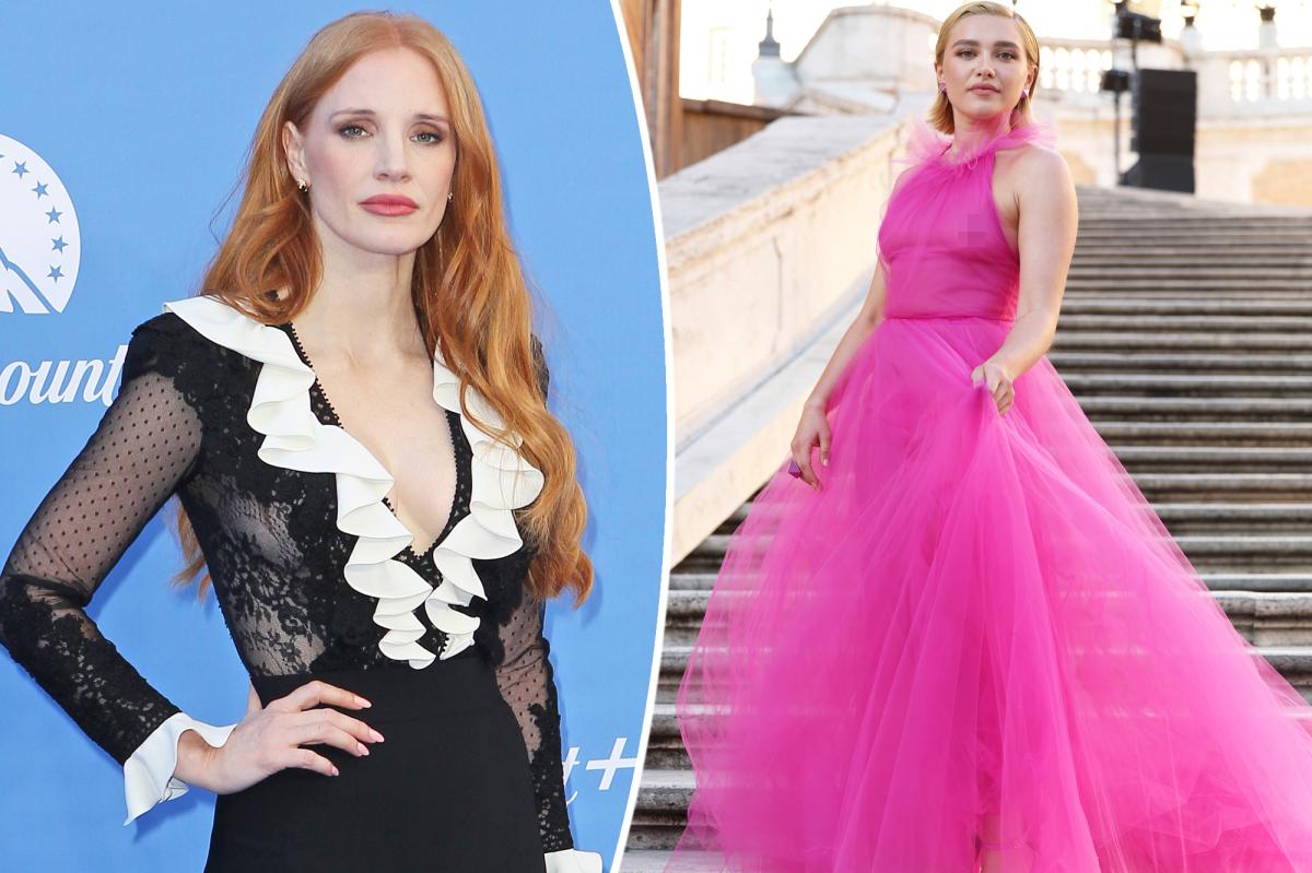 Jessica Chastain defends Florence Pugh's sheer Valentino dress