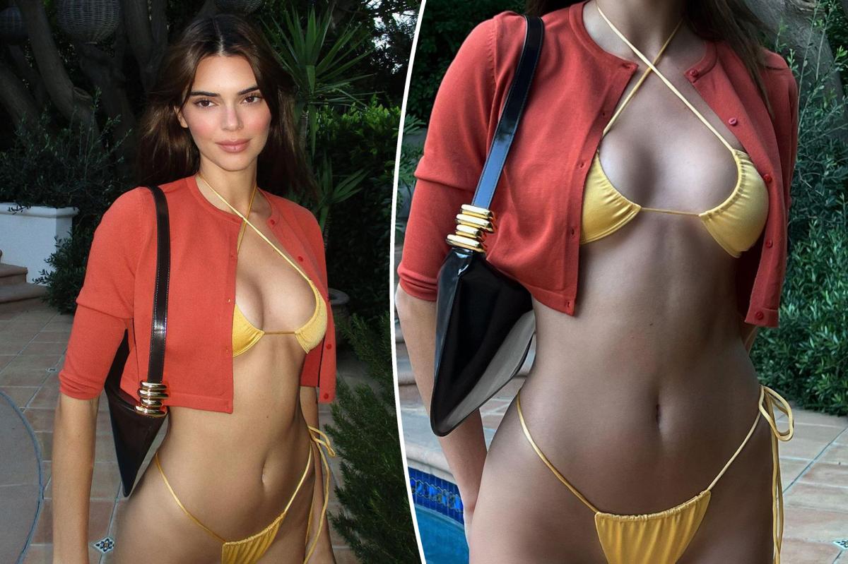Kendall Jenner stuns in strappy crisscross bikini