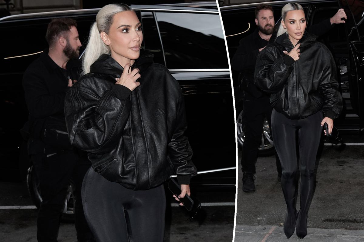 Kim Kardashian braves the New York heat in black leather look