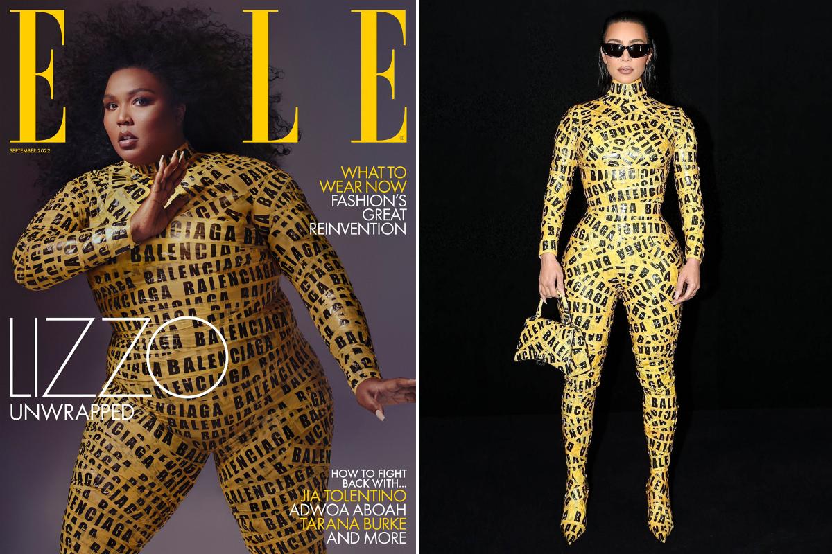 Lizzo covers Elle UK in catsuit with Kim Kardashian warning tape