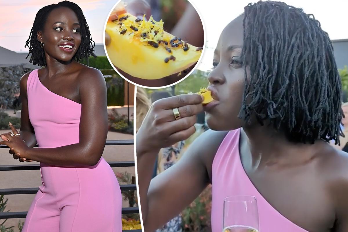 Lupita Nyong'o eats fruit sprinkled with ants