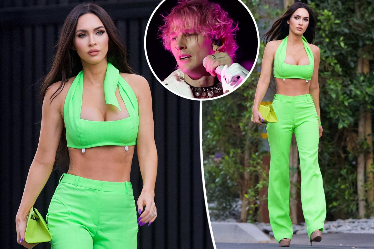 Megan Fox steps out in neon green for MGK's concert