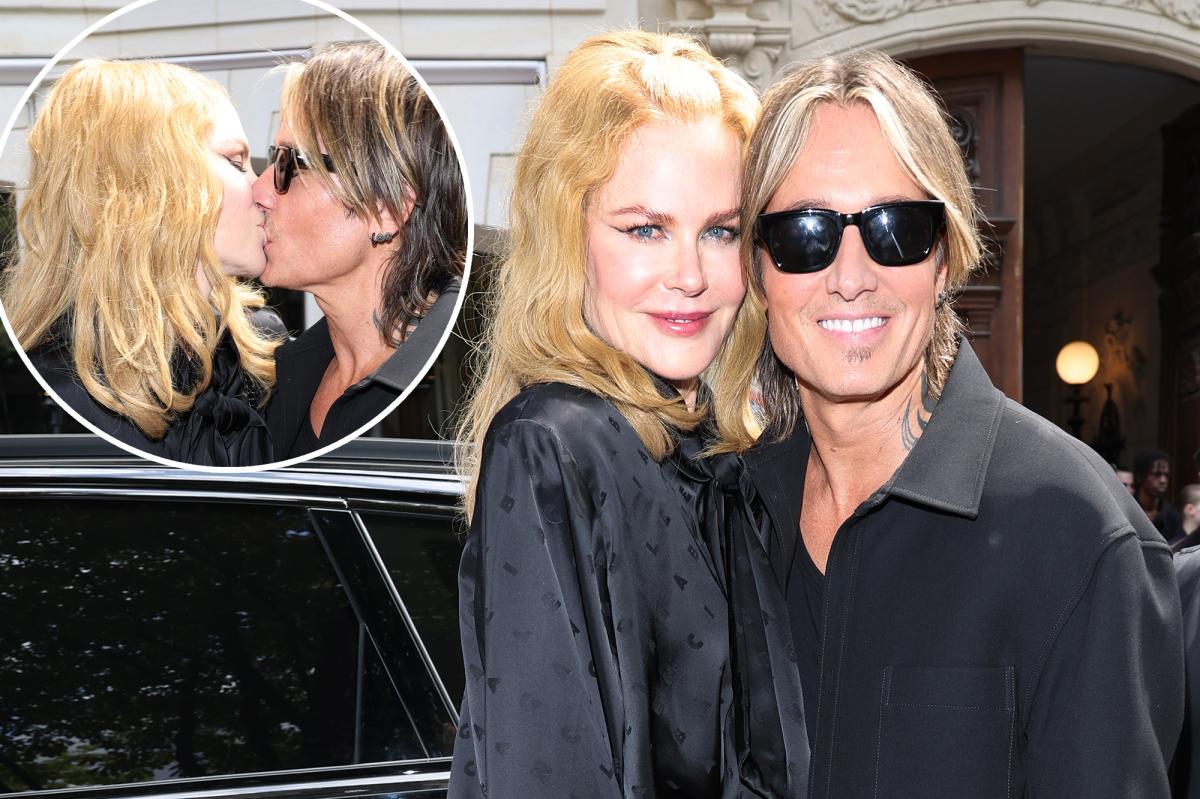 Nicole Kidman and Keith Urban kiss before Balenciaga's show