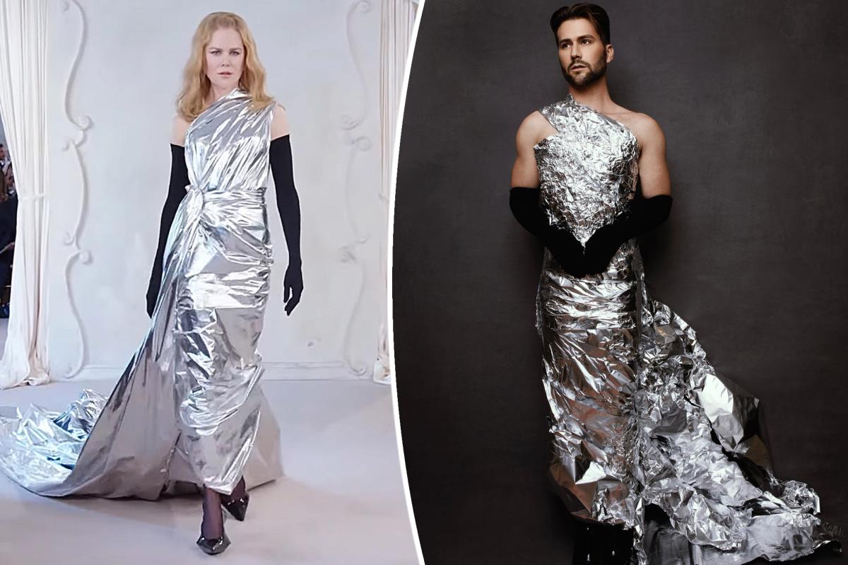 TikToker remakes Nicole Kidman's Balenciaga outfit with foil