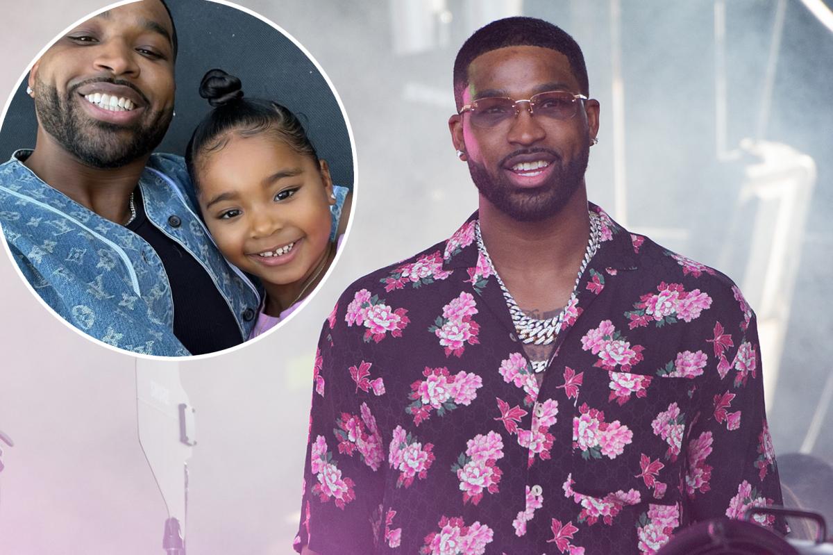 Tristan Thompson poses with 'princess' True for fourth baby