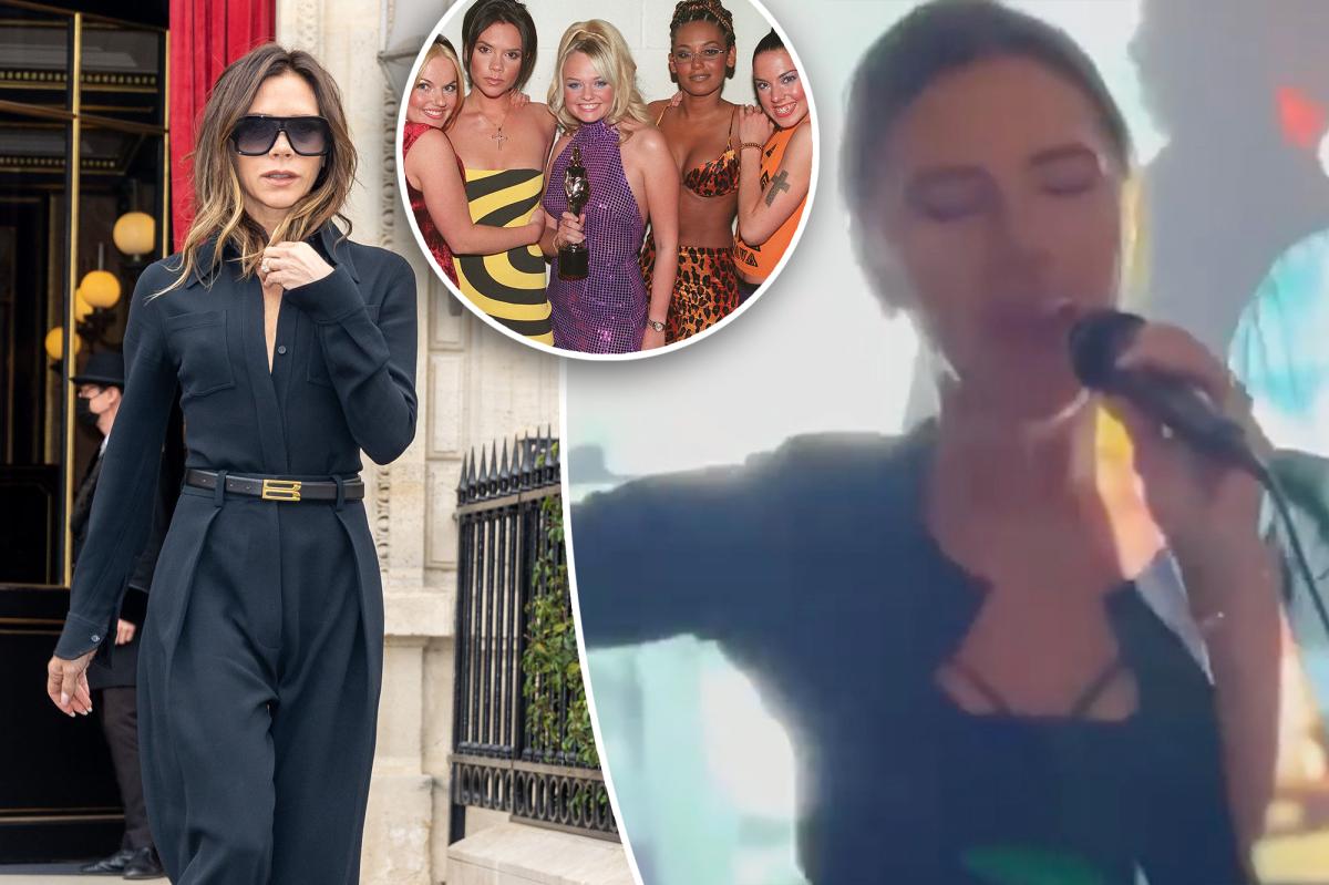 Victoria Beckham broadcasts Posh Spice during Spice Girls karaoke