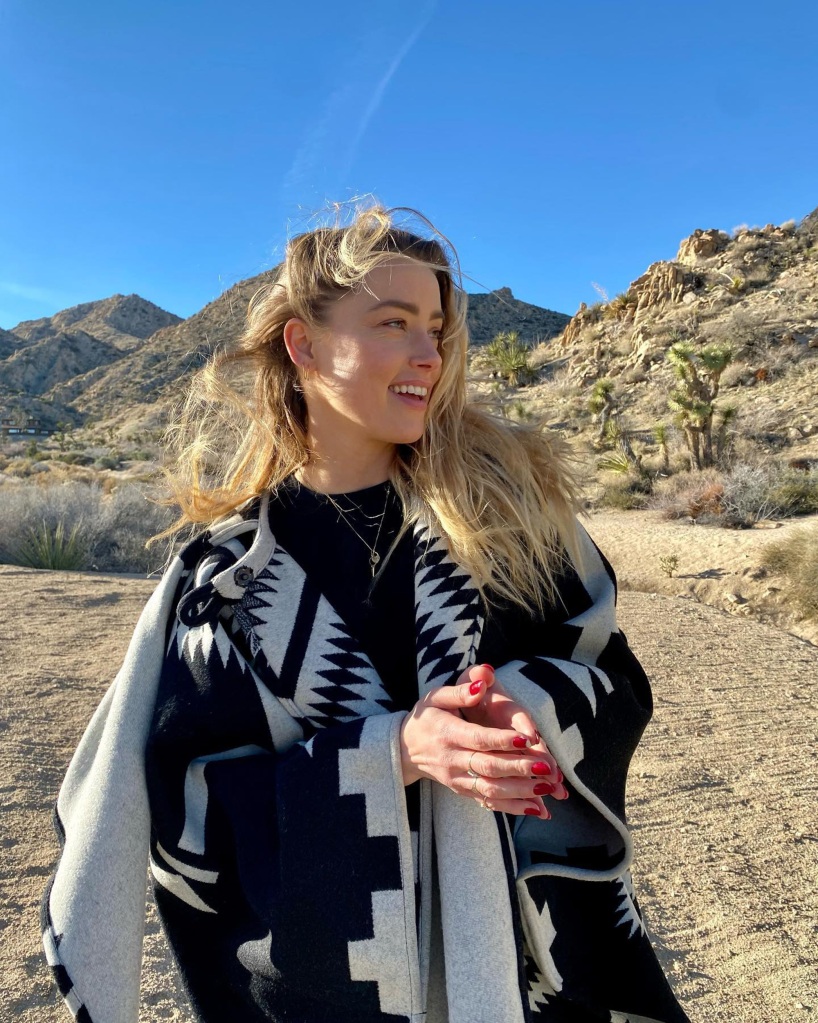 Amber Heard in her desert home in February 2022.