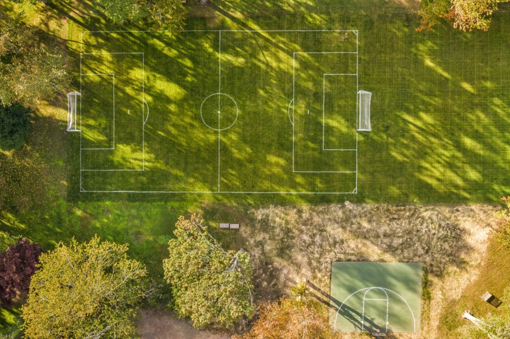 Aerial view of the football field. 
