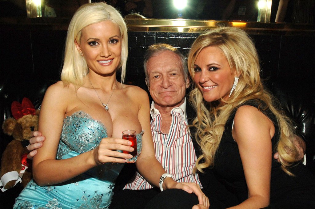 (From left to right) Holly Madison, Hugh Hefner and Bridget Marquardt during Hefner's 81st birthday weekend.