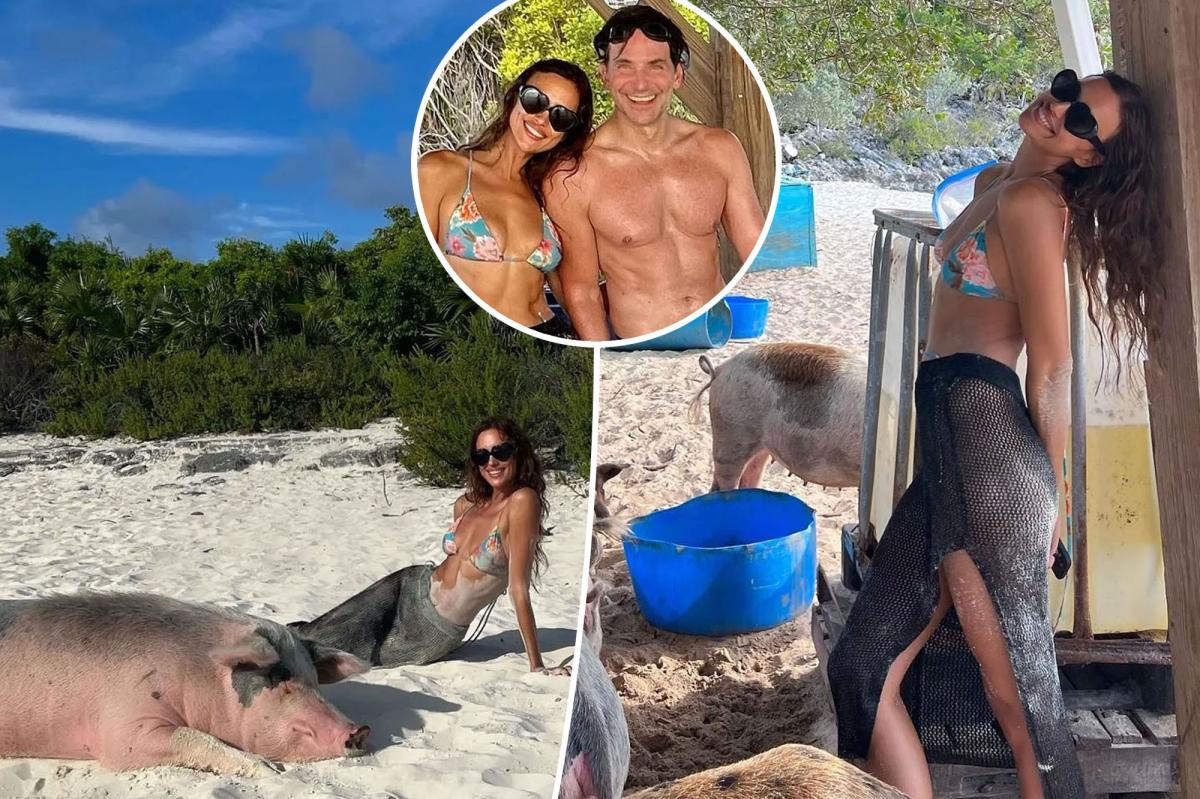 Bradley Cooper, Irina Shayk Reunited, Feeding Pigs on Vacation: Photos