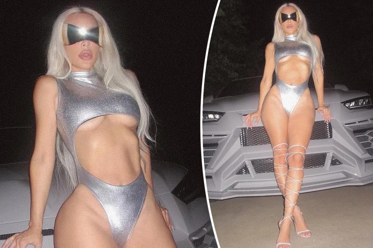 Kim Kardashian Rocks Underbust Cutout Swimsuit, Strapped Heels