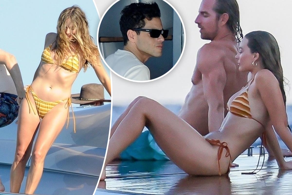 Margot Robbie, Rami Malek and friends splash around in Spain