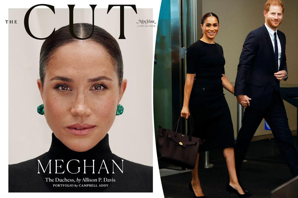 Meghan Markle Covers The Cut In Tory Burch's Black And White Dress