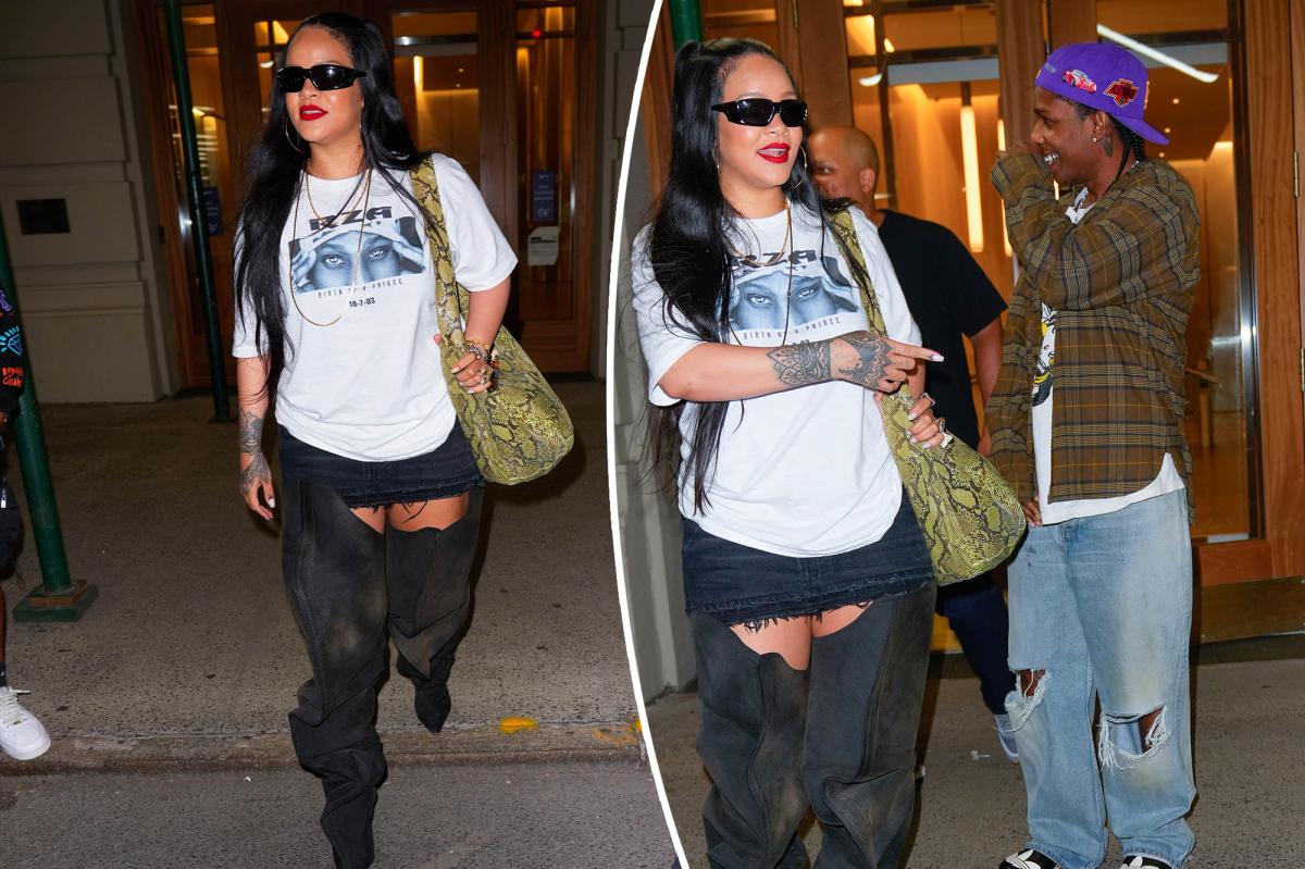 Rihanna's luxurious thigh-high boots could have passed for pants