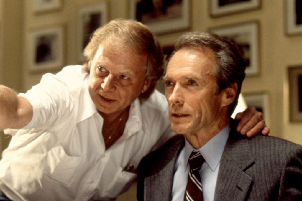 Wolfgang Petersen can be seen with Clint Eastwood on the set of the 1993 film "In the line of fire."