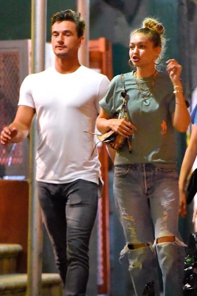 Gigi Hadid and new boyfriend Tyler Cameron leave Justin Theroux's bar, Le Turtle in Manhattan, New York for a night out together.