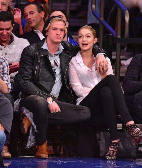 Cody Simpson and Gigi Hadid attend the Brooklyn Nets vs New York Knicks game at Madison Square Garden on April 1, 2015 in New York City.