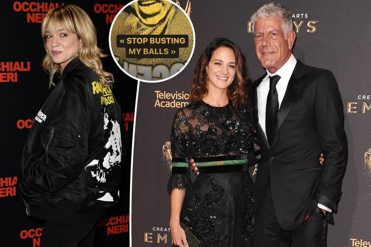 Asia Argento shares rude message about Anthony Bourdain's book