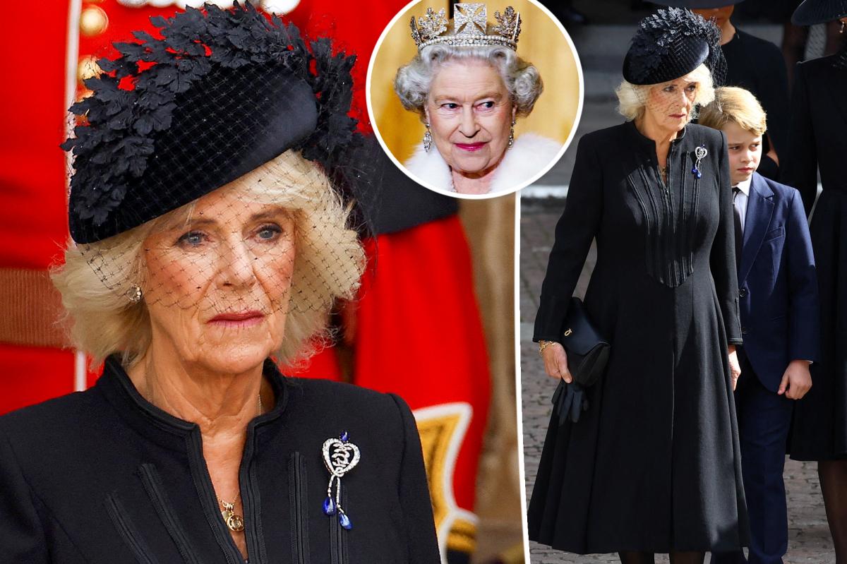 Camilla honors Queen Elizabeth II with brooch at funeral