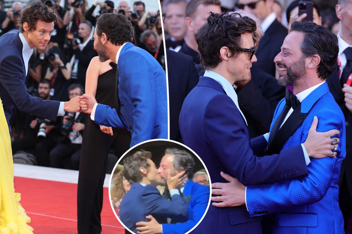 Harry Styles kisses Nick Kroll at 'Don't Worry Darling' premiere