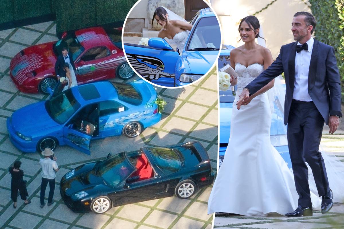 Jordana Brewster marries Mason Morfit, drives off in 'Fast & Furious' car