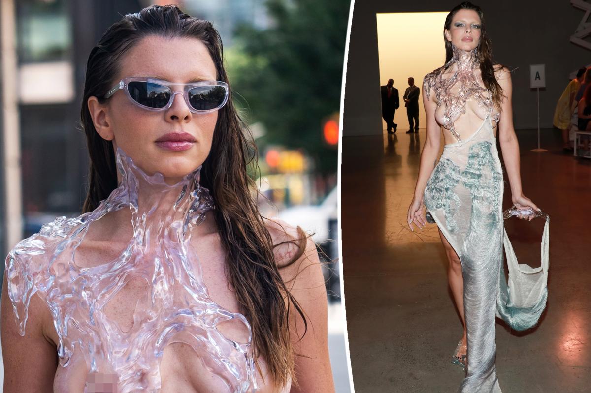 Julia Fox wears 'dripping wet' outfit at New York Fashion Week