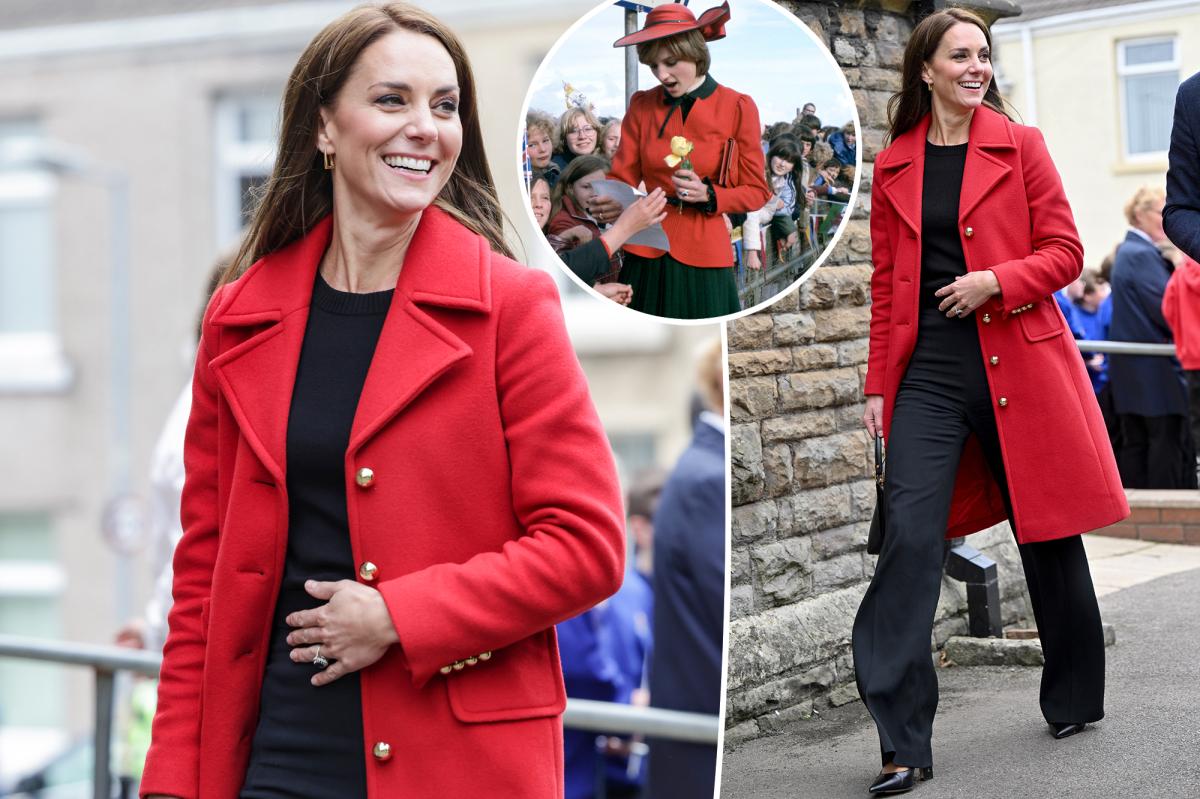 Kate Middleton honors Princess Diana with red coat in Wales