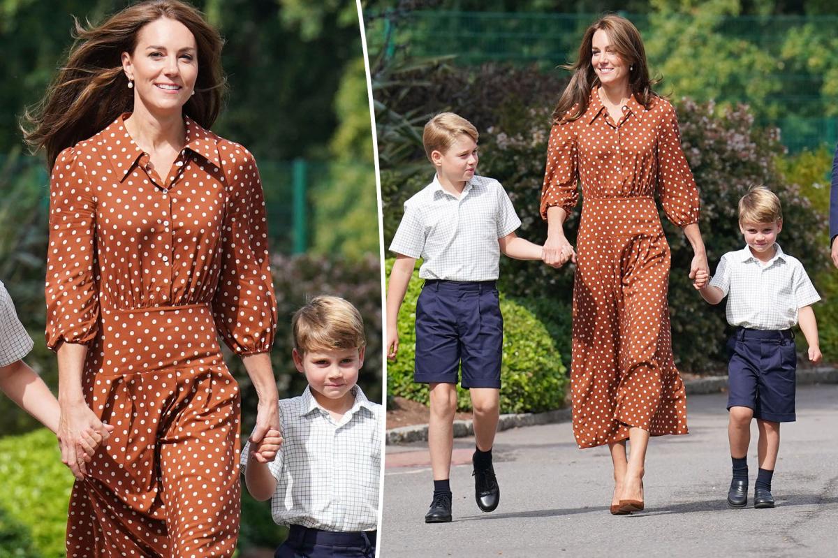 Kate Middleton rocks polka dot dress to take her kids to school