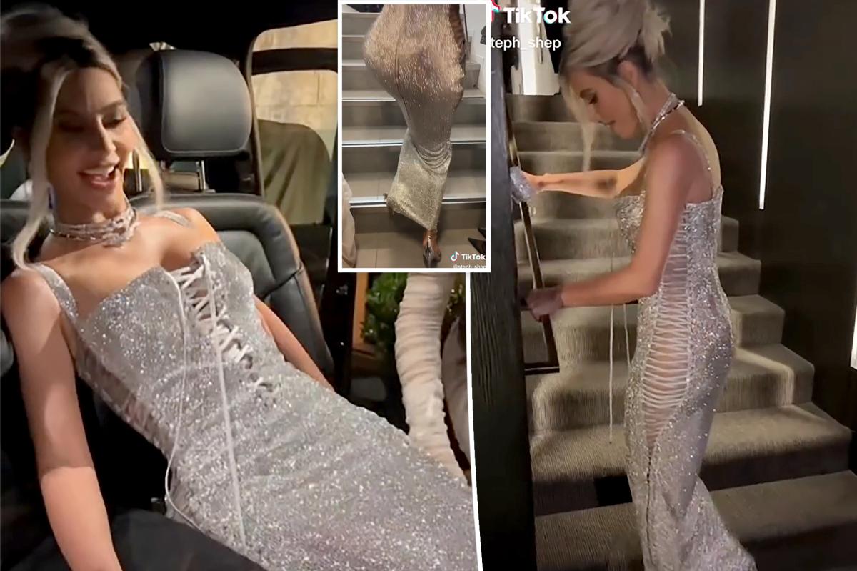 Kim Kardashian struggles to climb stairs in form-fitting Dolce & Gabbana dress