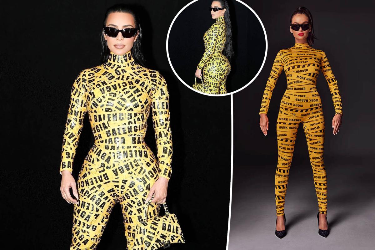 Kim Kardashian's Warning Tape Catsuit Is Now a Halloween Costume