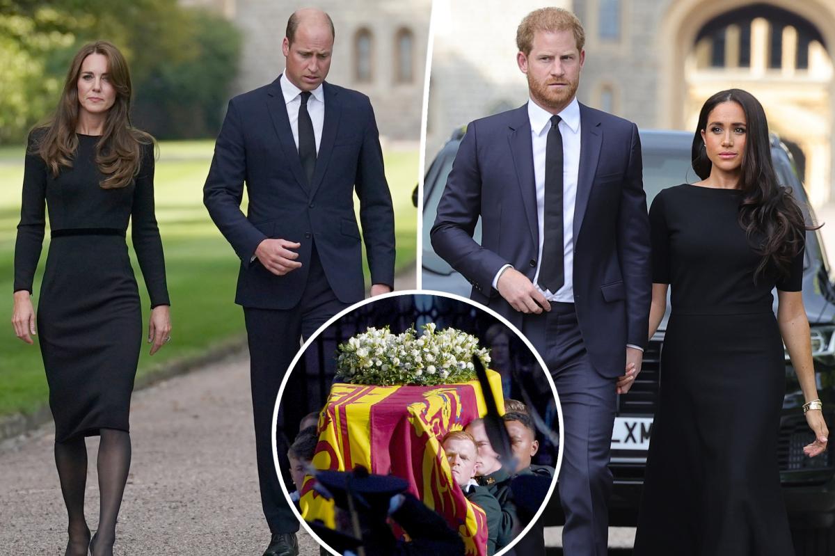 Prince Harry and Meghan Markle Join Royal Family to Receive Queen's Coffin