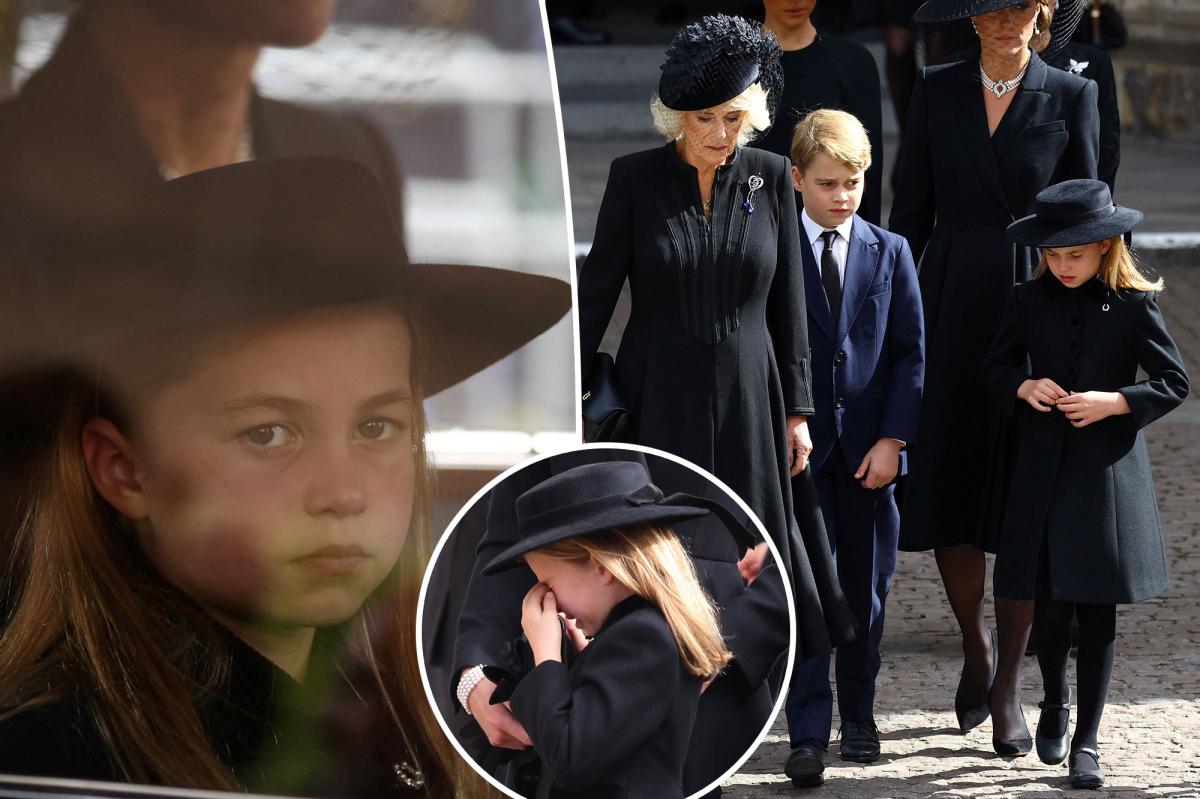 Princess Charlotte cries at Queen Elizabeth's funeral