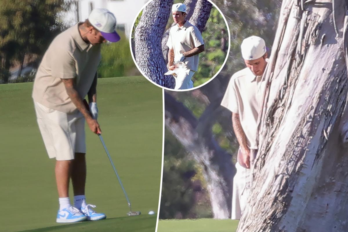 Justin Bieber seen with his pants around his knees at LA golf club