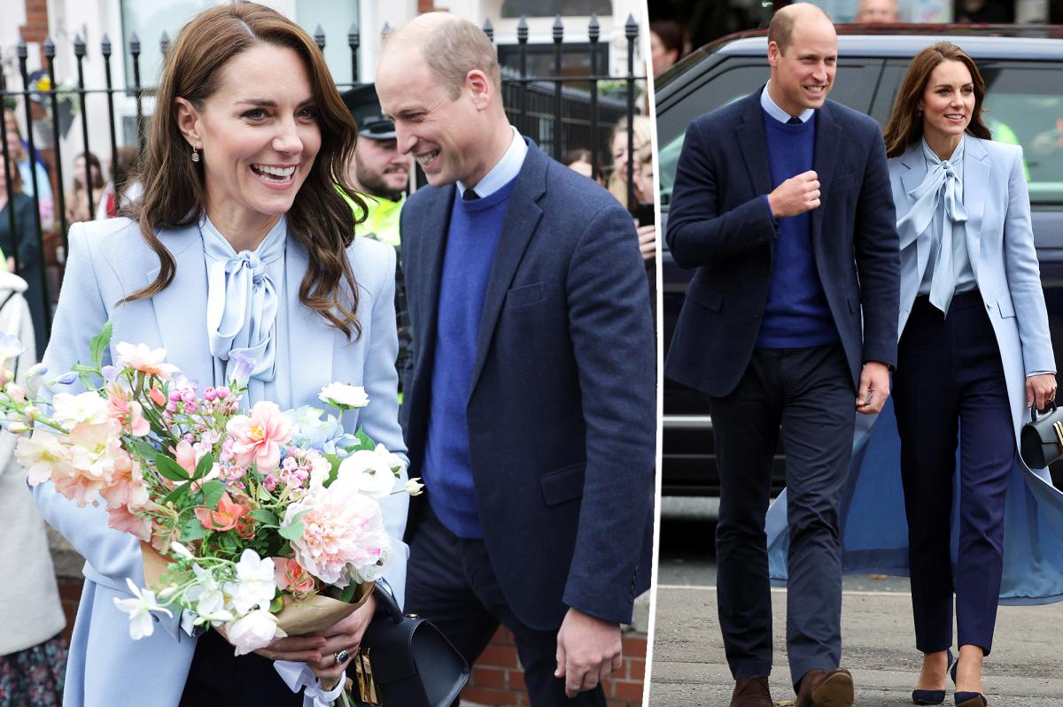 Kate Middleton and Prince William match in blue in Northern Ireland