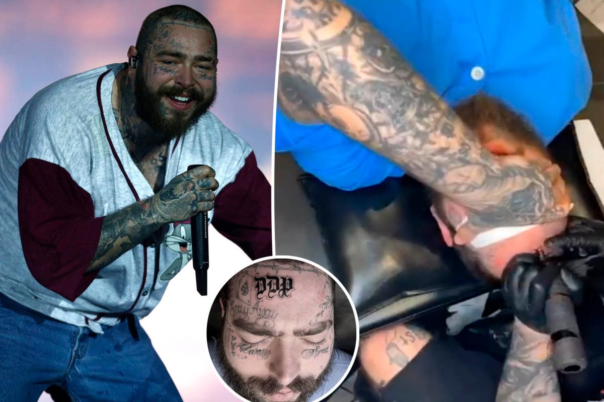 Post Malone has daughter's initials tattooed on his face