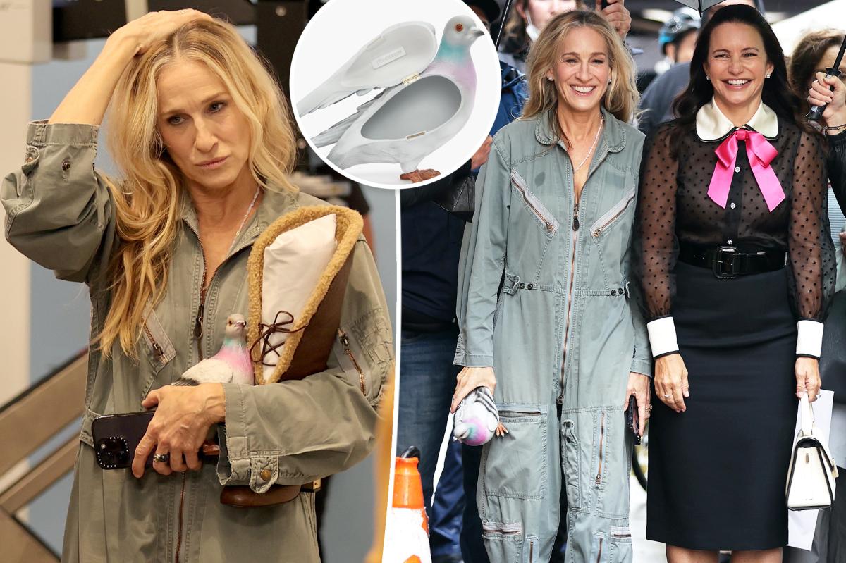 Sarah Jessica Parker wears pigeon clutch on 'And Just Like That' set